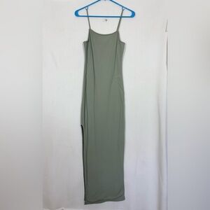 Contour Sleek Olive Maxi Dress with Spaghetti Straps size M